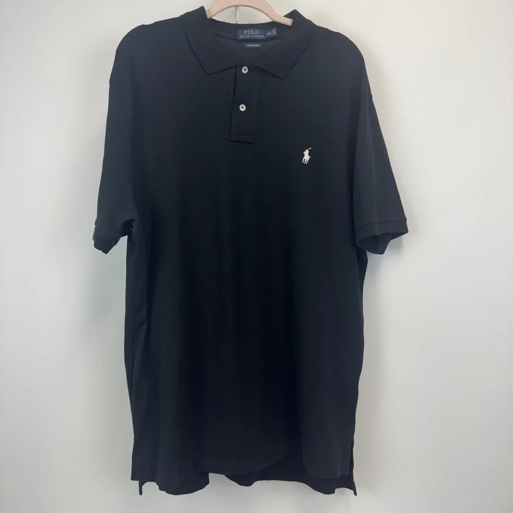 Polo Ralph Lauren Mens XXL Black Stretch Mesh Short Sleeve Pony Logo Polo Shirt